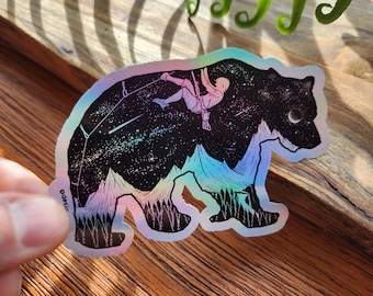 Male Sport Climbing Bear Scenery Vinyl Stickers | Rock Climbing | Bouldering