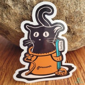 Cat in a Chalk Bag Glossy Coated Kiss-cut Vinyl Sticker Rock Climbing image 2