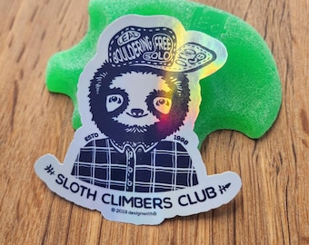 Sloth Climbers Club Glossy Coated Kiss-cut Vinyl Sticker | Rock Climbing