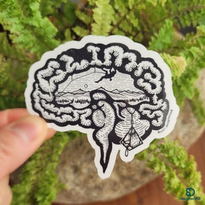 Climbing Brain Anatomy Kiss-cut Glossy Coated Vinyl Sticker (enkele kleur) | Rotsklimmen | Boulderen