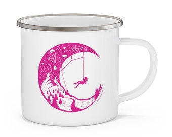 Women Climbers Sky Enamel Camping Mug | Rock Climbing