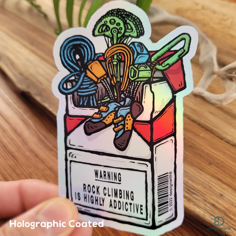 Climb Rocks Sticker Rock Climbing is Highly Addictive Glossy Coated Kiss-cut Vinyl Sticker ...