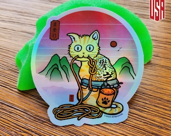 A Climber Cat (Kanji Style) Kiss-cut Vinyl Sticker | Rock Climbing