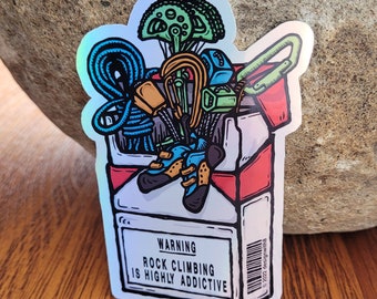 Rock Climbing is Highly Addictive Glossy Coated Kiss-cut Vinyl Sticker