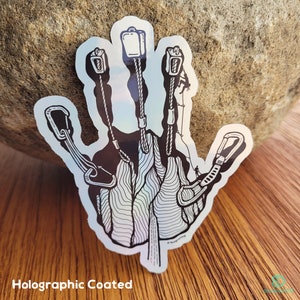 Handprint of Chalk Kiss-cut Vinyl Glossy Coated Sticker| Rock Climbing