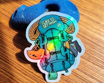 I Like to Get High Kiss-cut Vinyl Sticker | Rock Climbing