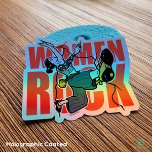 Women Rock Vinyl Glossy Coated Sticker | Rock Climbing | Bouldering
