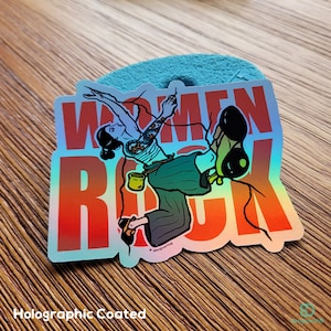 Women Rock Vinyl Glossy Coated Sticker | Rock Climbing | Bouldering