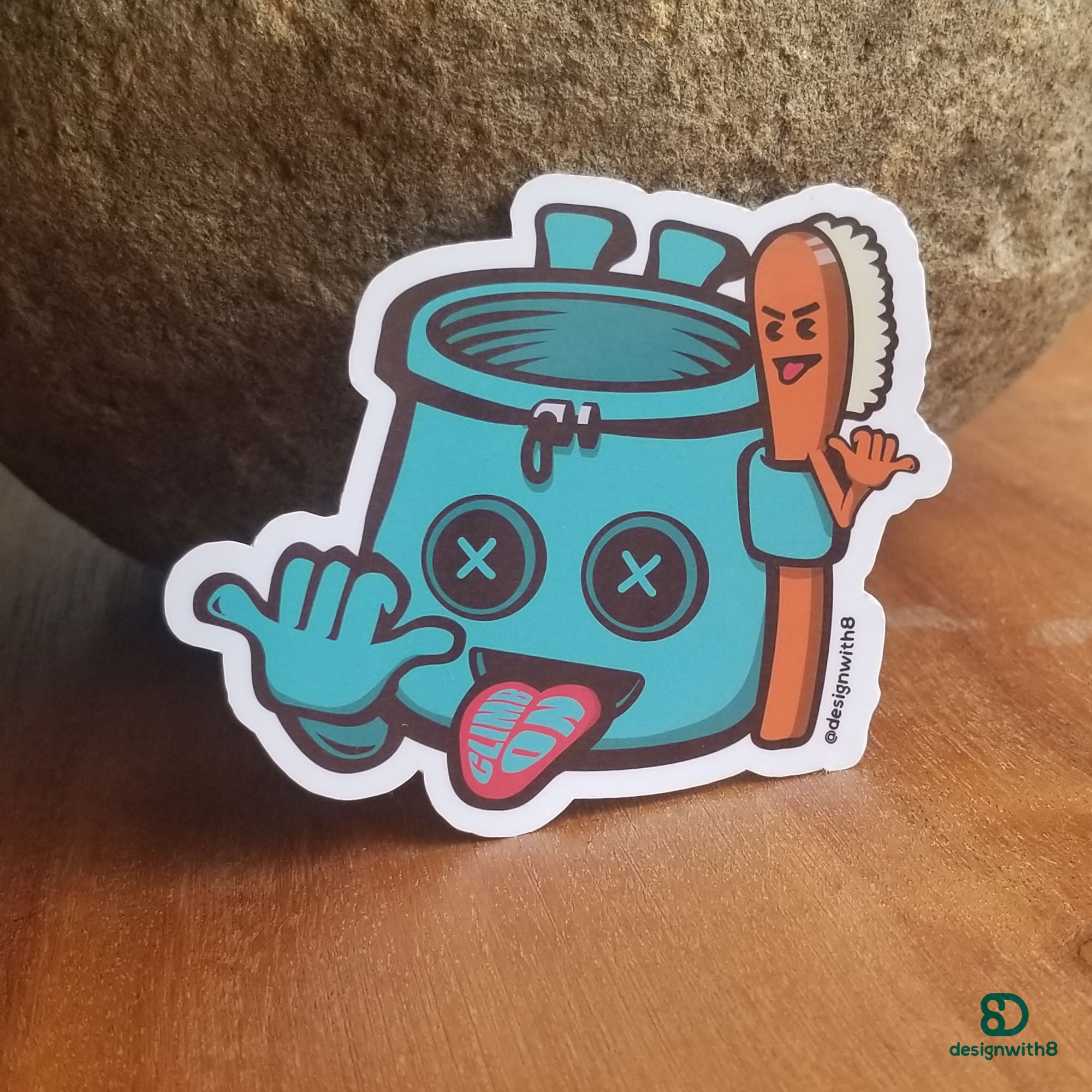 Chalk Bag and Brush Shaka Kisscut Vinyl Sticker Rock Etsy Australia