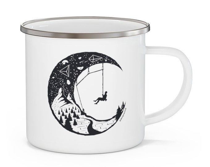 Climbers Sky Enamel Camping Mug | Rock Climbing