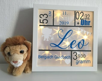 Illuminated picture frame for the birth of a "boy"
