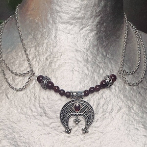 Lunula and garnet necklace
