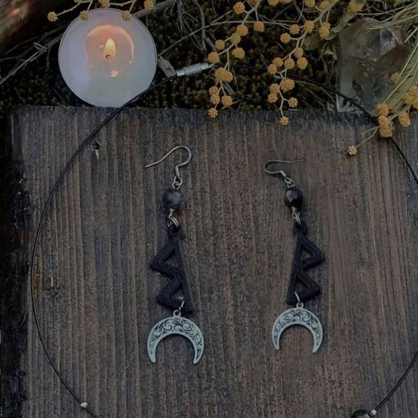 Rune and lunula earrings