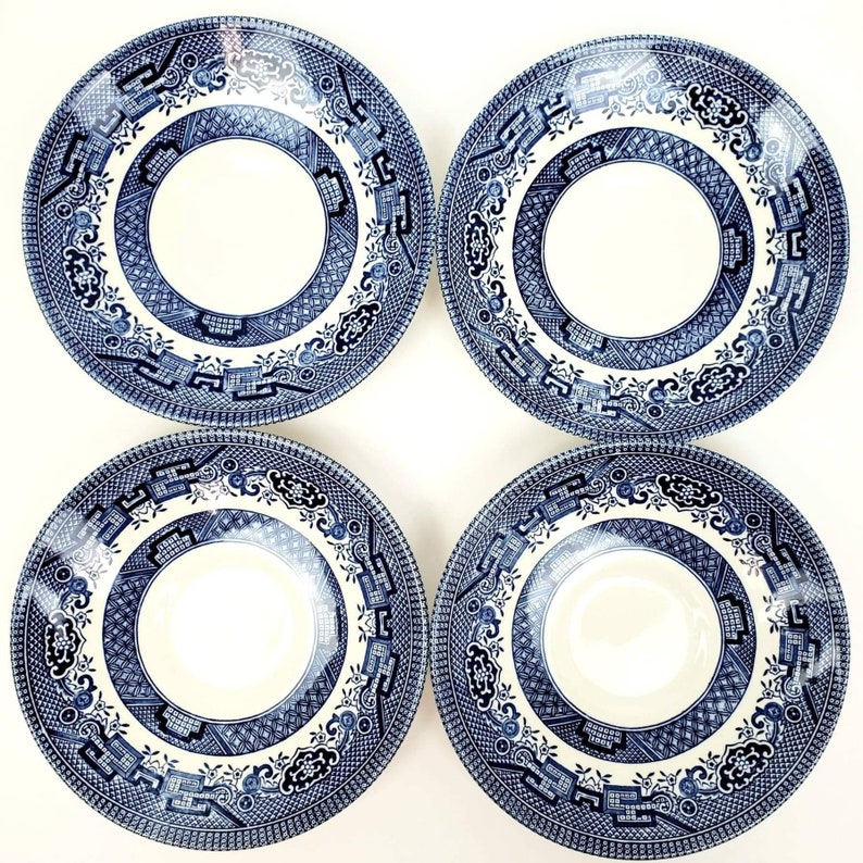 Churchill England Blue Willow Teacups and Saucers