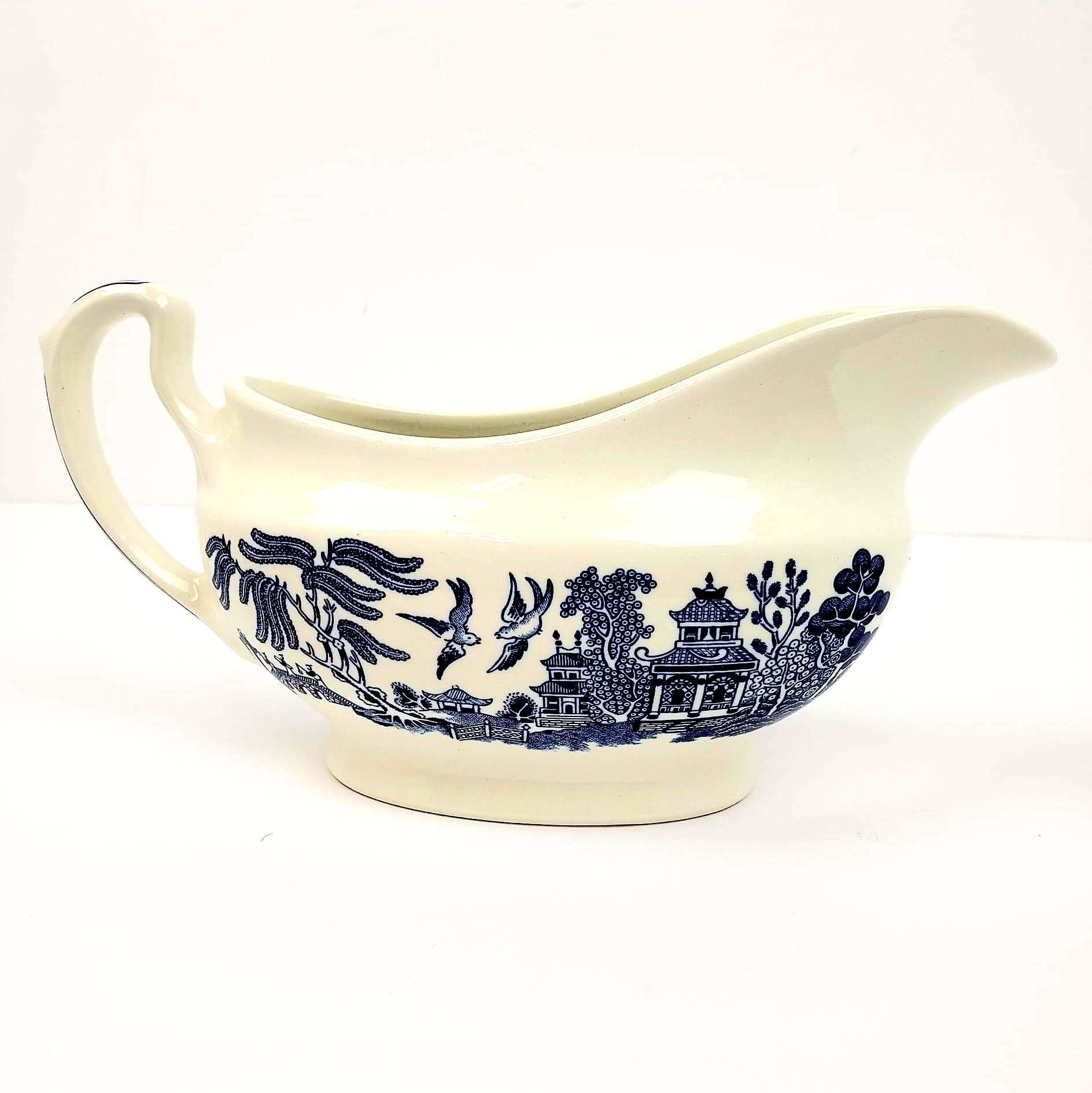 Churchill England Blue Willow Gravy Boat Etsy