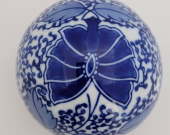 Vintage Blue and White Porcelain Ball