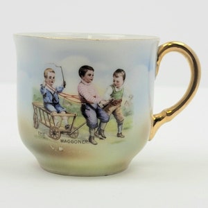 Vintage Antique 1920&#39;s Child Tea Cup~The Waggoner~Gold Trim~Germany