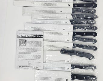Ronco Showtime Six Star 12 Piece Knife Set~Numbers 1-11 with Extra #8
