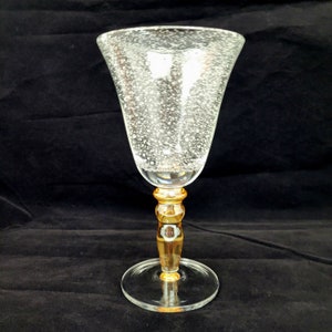 Pottery Barn Controlled Bubble Amber Colored Stem Goblet