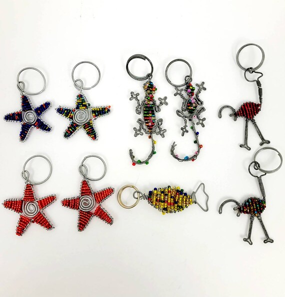 Lot of 9~Vintage Twisted Wire Beaded Keychains~St… - image 2