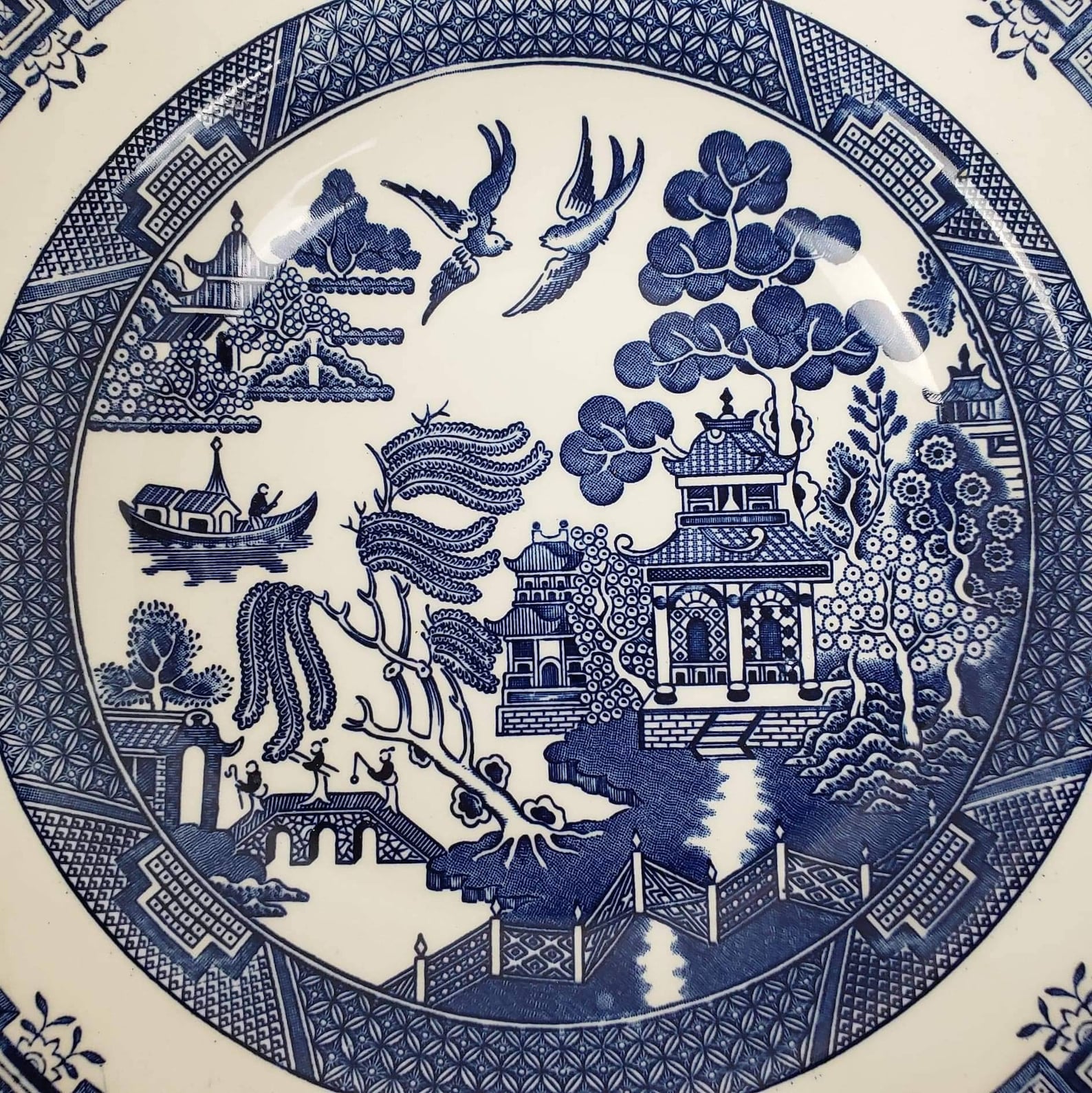 Churchill England Blue Willow Pasta Serving Bowl Etsy