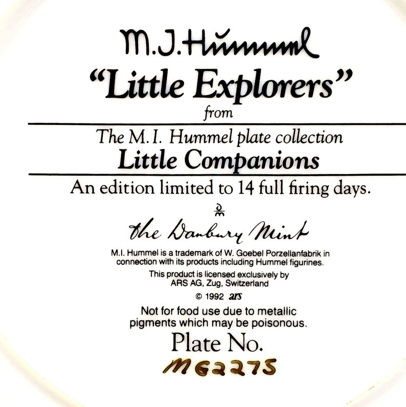 Hummel Little Explorers Plate J The Danbury Mint M