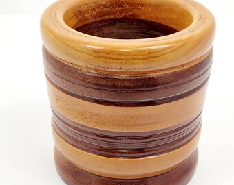 Handcrafted Wood Mortar Only Unused 5" No Pestle Footed Lined Grooves