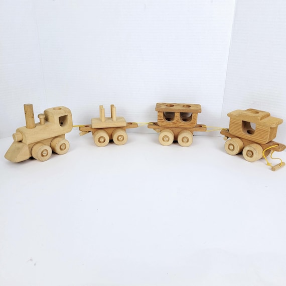 Vintage 70s 1971~oregon Wooden Toy Company Train~4 Piece Set