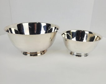 2 cuencos Oneida plateados de los Hijos de la Libertad (reproducción de Paul Revere) de 8" y 6"