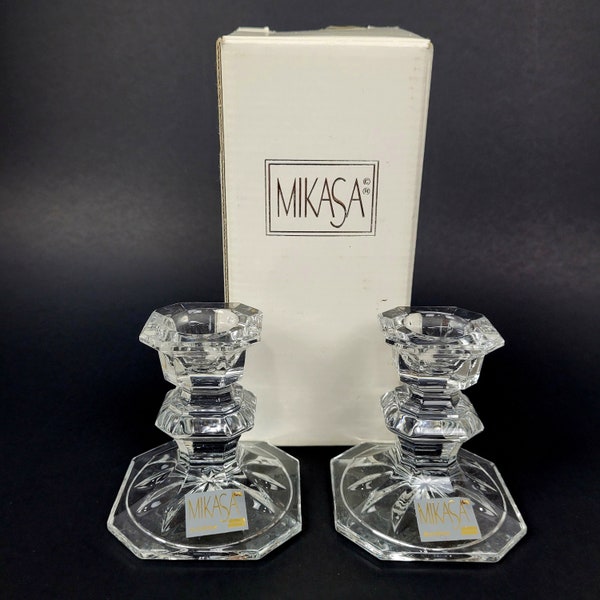 Mikasa Edinburgh 3" Candleholders~1 Pair~NEW Open Box