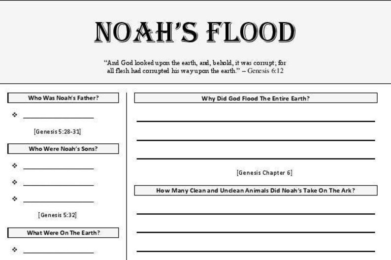 The Genesis Starter Pack 5 Bible Study Worksheets SAVE 25% - Etsy