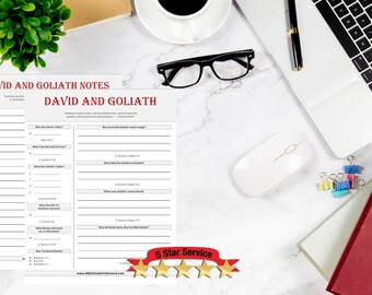 David and Goliath | Bible Study Worksheets | Bible Study Printable | Bible Study Notes | Bible Study Kids | Bible Study Journal Digital
