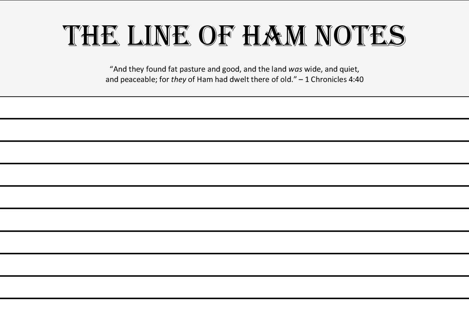The Line of Ham Bible Study Worksheets Bible Study Etsy