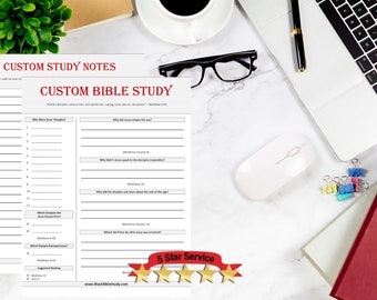 Custom Bible Study | Bible Study Worksheets | Bible Study Printable | Bible Study Notes | Bible Study Kids | Bible Study Journal Digital