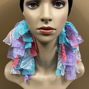Pastel Lace Fringe Earrings |Statement Earrings | Boho Earrings | Bold Earrings | Bright Earrings