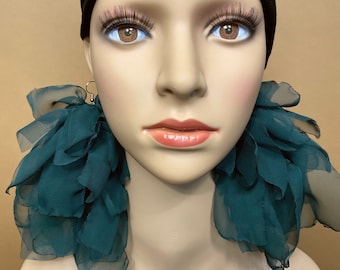 Forest Green Fringe Earrings | Green Earrings |Fall Earrings |Mix Fabric Earrings| Statement Earrings | Bold Earrings