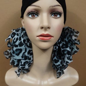 Snow Leopard Print Fringe Earrings | Fabric Statement Jewelry