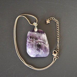 necklace with natural stone, purple pendant, women&#39;s gift, stone pendant, purple stone