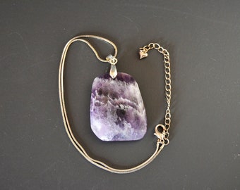 necklace with natural stone, purple pendant, women's gift, stone pendant, purple stone