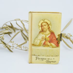 Ancient Divine Jesus Missal, First Communion Missal, Christian Book, Prayer Book in Spanish, Miniature Book, Golden Edge Pages