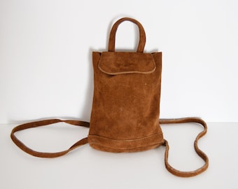 small suede backpack, small backpack, suede backpack, brown backpack, vintage backpack, suede bag, women's bag, small bag,