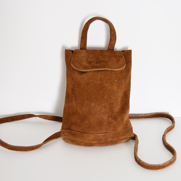 small suede backpack, small backpack, suede backpack, brown backpack, vintage backpack, suede bag, women's bag, small bag,