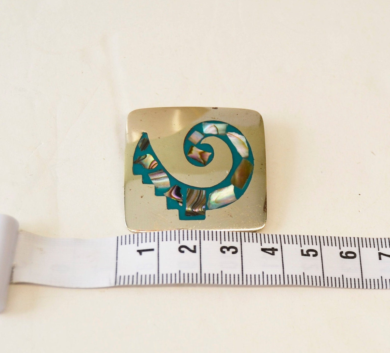 Alpaca brooch Mexico, alpaca square pin, mexico square pin, vintage mexico, woman's gift, men's