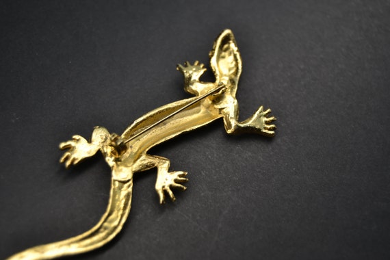 lizard brooch, golden lizard, vintage brooch, bro… - image 6