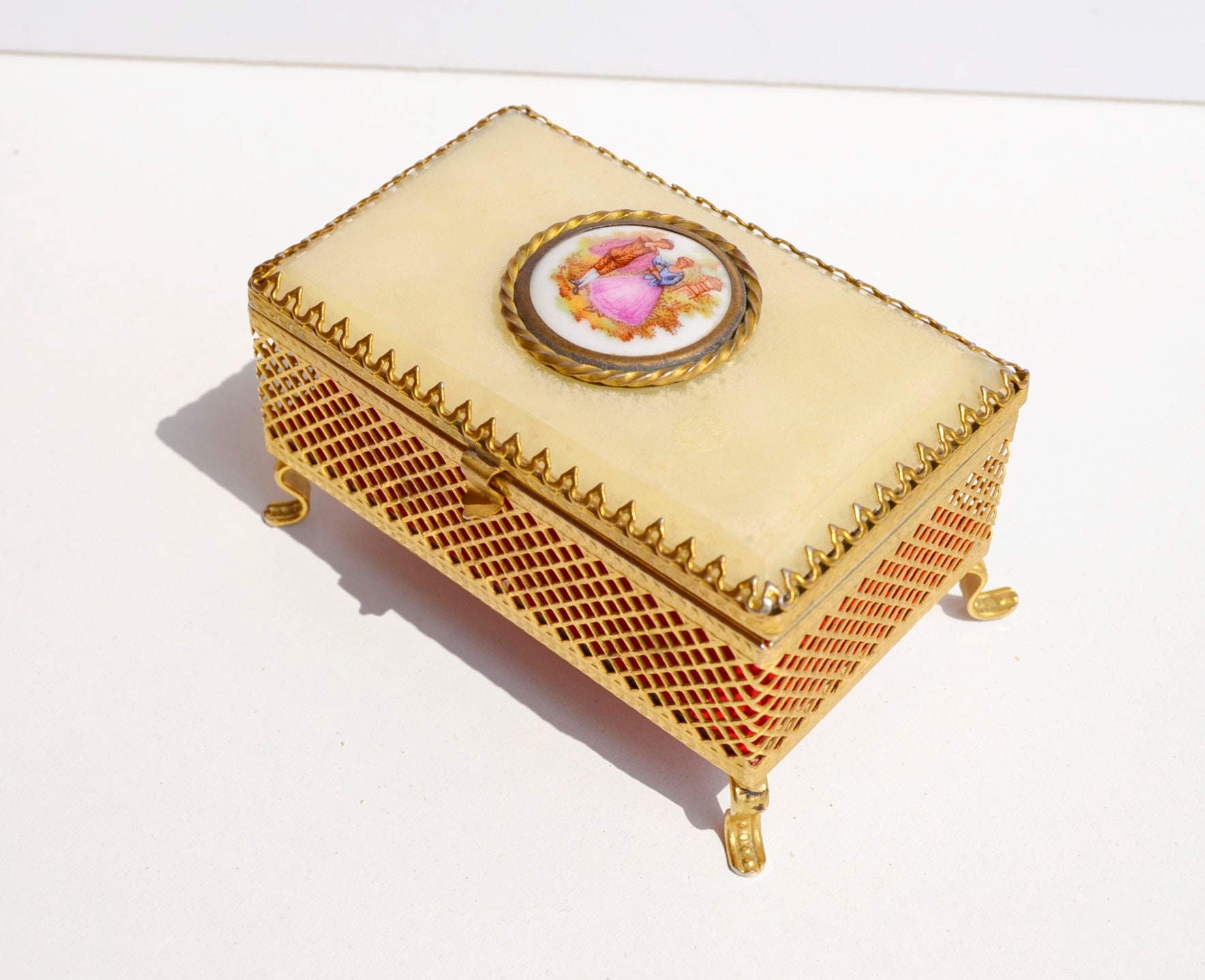 Fragonard Gold Jewelry Box, Jewelry Box, Cameo Box, Gold Jewelry