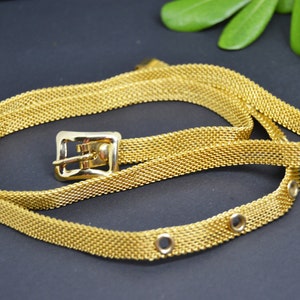 vintage gold tone mesh belt, Vintage retro gold tone mesh adjustable, party belt, gold color belt, women gift, christmas gift, vintage fash