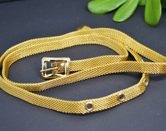 Vintage Mesh Gold Tone Belt with Ballerina clasp Vintage Mesh Gold Tone Belt - Etsy main image 2