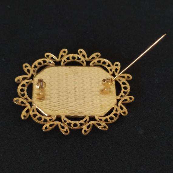 Toledo damascene brooch, vintage golden brooch - Gem
