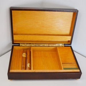 carillon in pelle per sigari, scatola tobacciana vintage, carillon per sigari in legno rivestito in carta di pelle goffrato