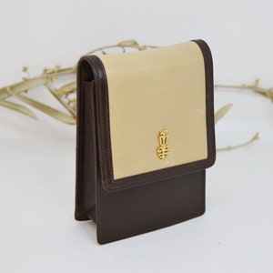 Lladró, Lladró vintage tabak lederen sigarettendoos, vintage cadeau, bruin leer en beige leer, mannen cadeau, vrouwen cadeau